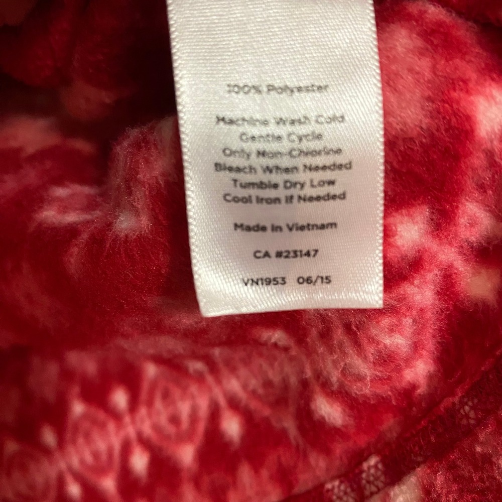 Talbots Fleece Jacket Womens L Red Fair Isle Snowflake Full Zip Mock Neck - Picture 5 of 7